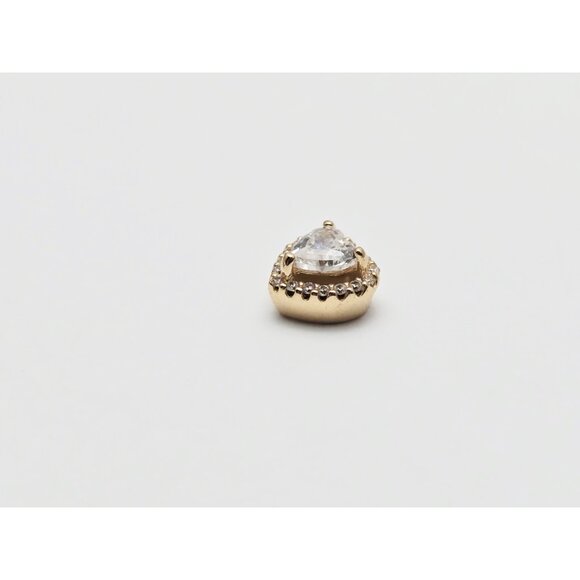 Beautiful 14K Karat Solid Yellow Gold Designer Heart Shaped CZ Charm Pendant - Picture 6 of 14